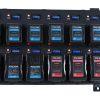 12-channel V mount Quick charger PL-Q4B12 Vista Frontal con baterías